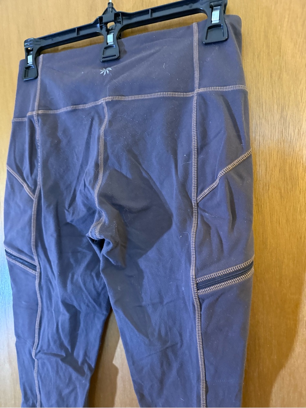 Athleta Purple Leggings with Contrasting Tan Stitching - Picture 3 of 6